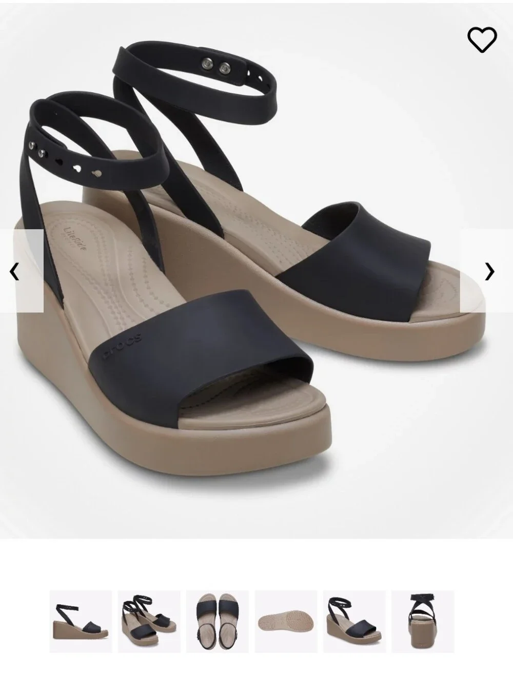 CROCS Brooklyn Ankle Strap Wedge, Black & Tan Wedge Sandals with Ankle Strap - Picture 16 of 16